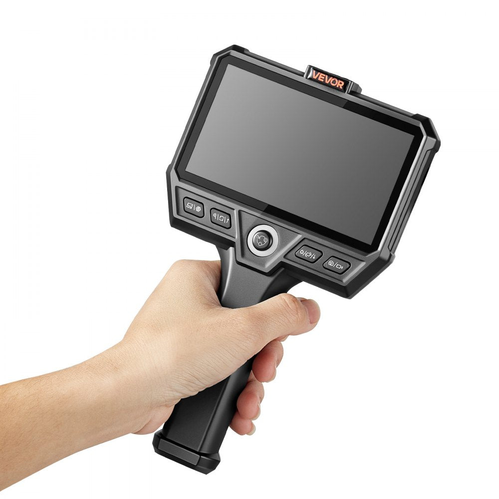 VEVOR Triple Lens Endoscope with 32.8FT Newly Ultra-Rigid Cable, Industrial Borescope with Light, 5" HD IPS Screen, 8 + 2 Lights, 8X Zoom, 5000mAh, IP67 Waterproof Snake Camera for Auto, Plumbing