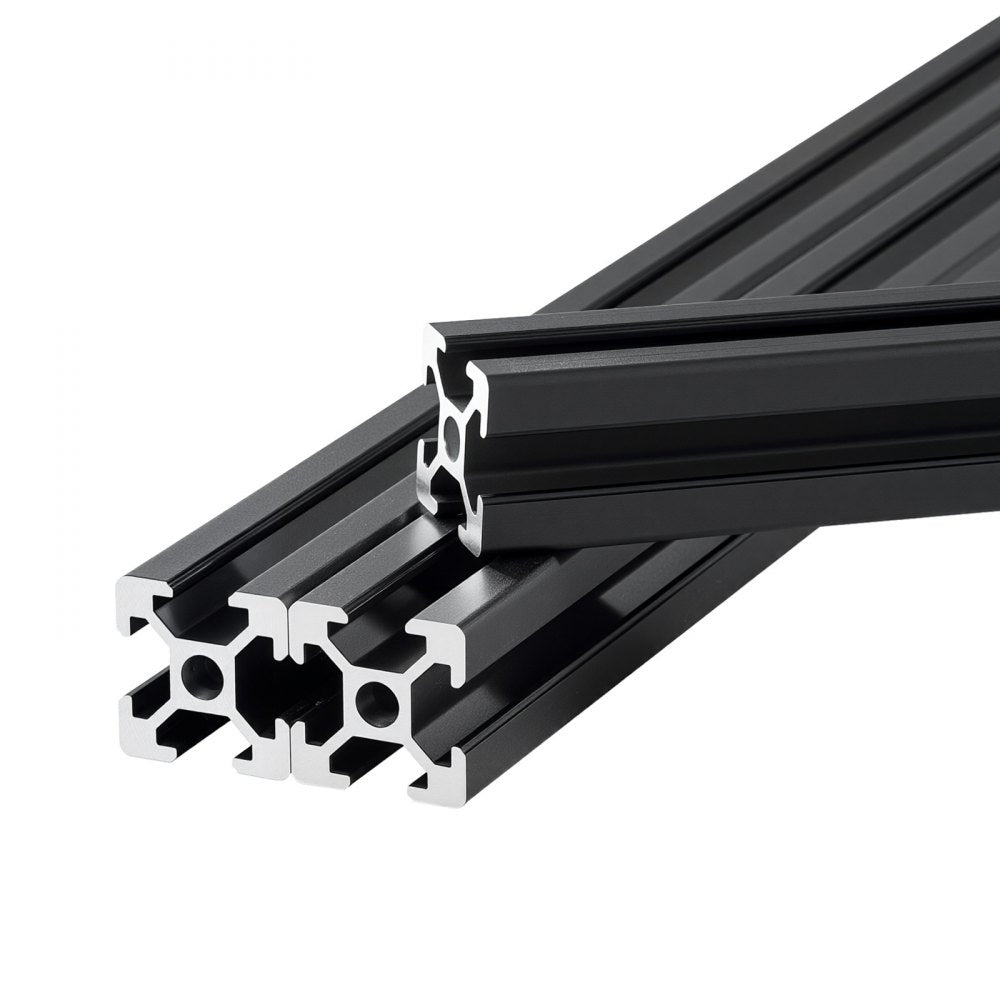 VEVOR 10PCS 2020 Aluminum Extrusion Profile, 23.62 Inch 600 mm, T Slot European Standard Anodized Linear Rail, High-Strength Extruded Aluminum Rail, for 3D Printer Parts and CNC DIY Workbench, Black