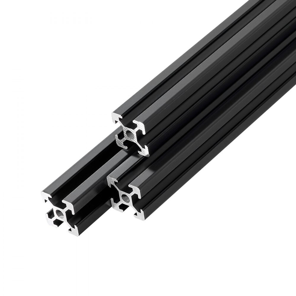 VEVOR 10PCS 2020 Aluminum Extrusion Profile, 23.62 Inch 600 mm, T Slot European Standard Anodized Linear Rail, High-Strength Extruded Aluminum Rail, for 3D Printer Parts and CNC DIY Workbench, Black