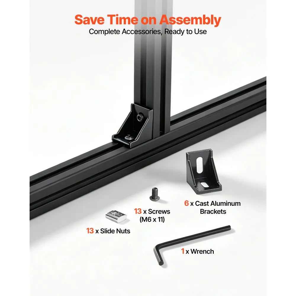 VEVOR 6PCS 3030 Aluminum Extrusion Profile, 78.74 Inch 2000 mm, T Slot European Standard Anodized Linear Rail, High-Strength Extruded Aluminum Rail, for 3D Printer Parts and CNC DIY Workbench, Black