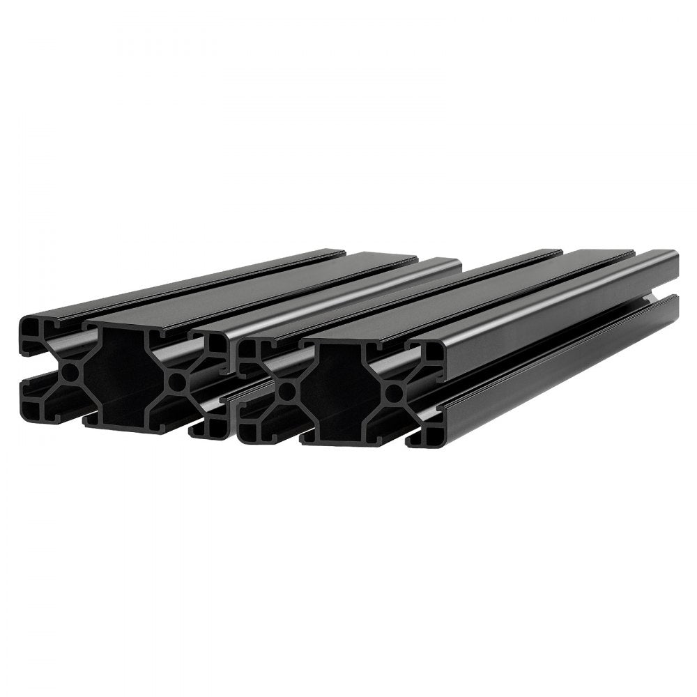 VEVOR 2PCS 4080 Aluminum Extrusion Profile, 19.69 Inch 500 mm, T Slot European Standard Anodized Linear Rail, High-Strength Extruded Aluminum Rail, for 3D Printer Parts and CNC DIY Workbench, Black