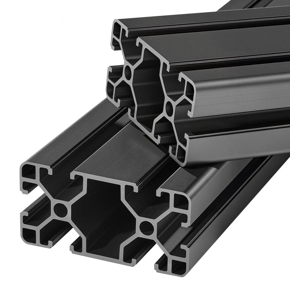 VEVOR 2PCS 4080 Aluminum Extrusion Profile, 19.69 Inch 500 mm, T Slot European Standard Anodized Linear Rail, High-Strength Extruded Aluminum Rail, for 3D Printer Parts and CNC DIY Workbench, Black