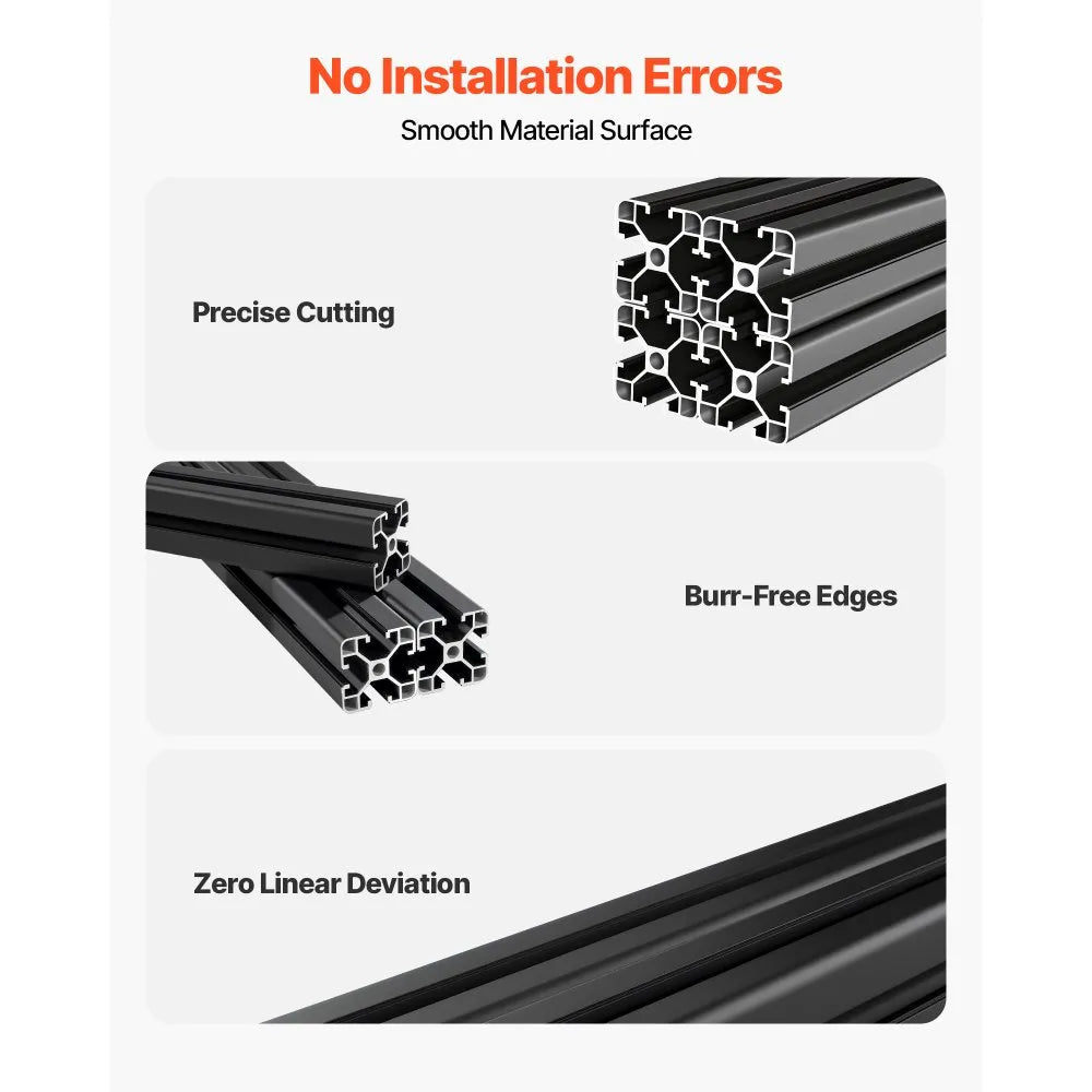 VEVOR 4PCS 4040 Aluminum Extrusion Profile, 78.74 Inch 2000 mm, T Slot European Standard Anodized Linear Rail, High-Strength Extruded Aluminum Rail, for 3D Printer Parts and CNC DIY Workbench, Black