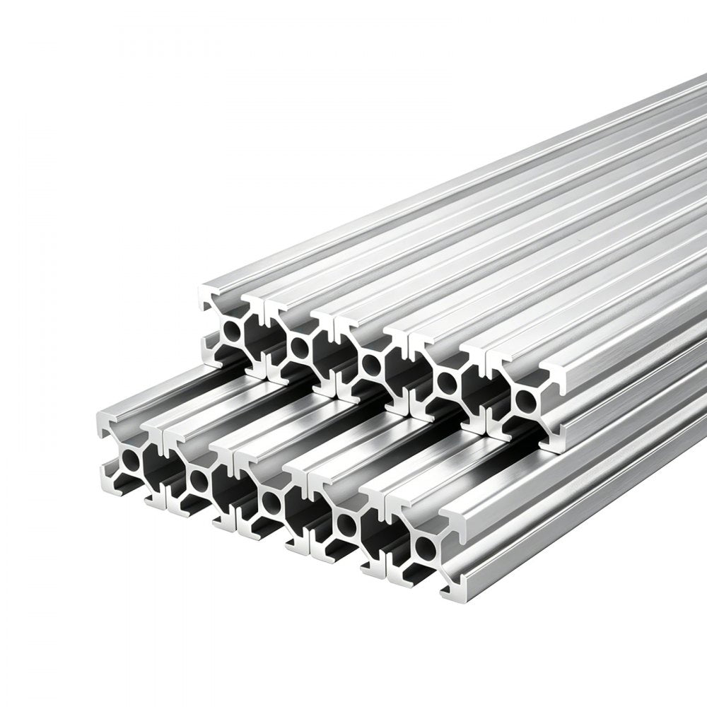 VEVOR 10PCS 2020 Aluminum Extrusion Profile, 39.37 Inch 1000 mm, T Slot European Standard Anodized Linear Rail, High-Strength Extruded Aluminum Rail, for 3D Printer Parts and CNC DIY Workbench, Silver