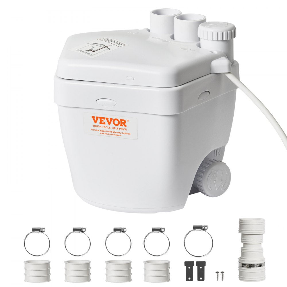 VEVOR Utility Sink Pump, 1/3 HP, 120-Volt, 1750 GPH Flow, 18 ft Head, Under-Sink Sump Pump System with Copper Wire Motor, Heavy-Duty Utility/Laundry Sink Pump, Drain Pump with 1-1/2" Outlet, White