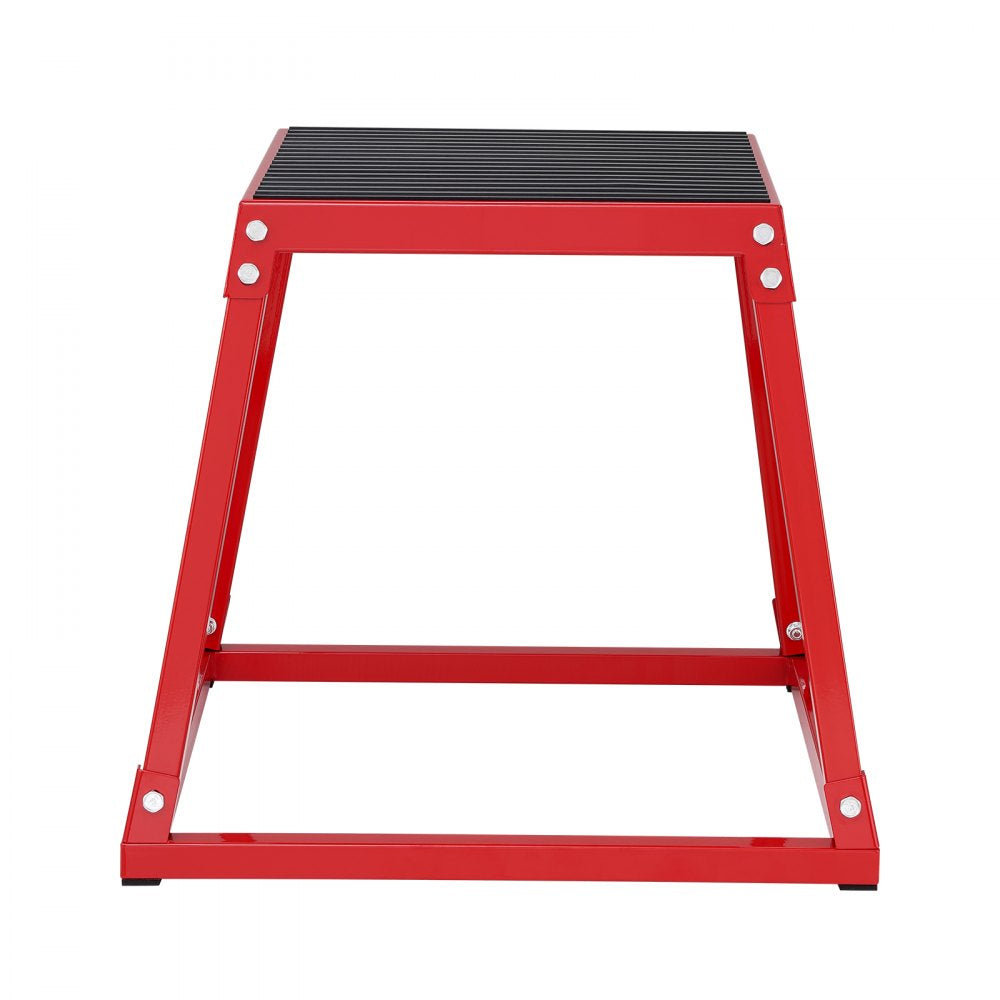 VEVOR Plyometric Jump Box, 18 Inch Plyo Box, Steel Plyometric Platform and Jumping Agility Box, Anti-Slip Fitness Exercise Step Up Box for Home Gym Training, Conditioning Strength Training, Red