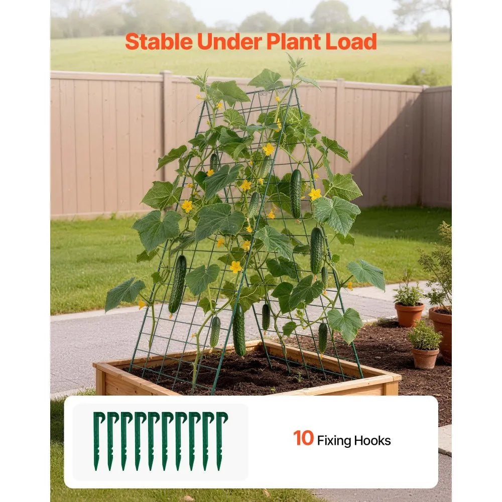VEVOR Cucumber Trellis 4 Pack, A-Frame Garden Trellises for Raised Bed, Metal Rustproof Coating Plant Support for Vine, Climbing Plants, Peas, Beans, Zucchini, Tomato, Flower (35.43 x 27.56 in x 4PCS)