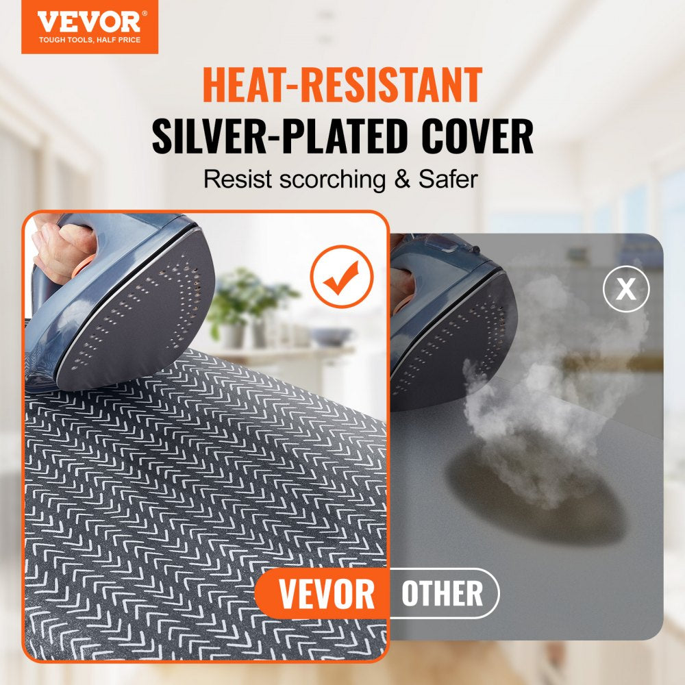 VEVOR Tabletop Ironing Board 23.4 x 14.4, Small Iron Board with Heat Resistant Cover and 100% Cotton Cover, Mini Ironing Board with 7mm Thickened Needle Cotton Layer for Small Spaces, Travel Use