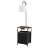 VEVOR Floor Lamp with Table, 2-Tier End Table with 2 Drawers and 3 Color Temperature Lighting, Modern Side Nightstand Bedside Desk with USB & Type C & AC Charging Port for Living Room, Bedroom, Dorm