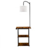 VEVOR Floor Lamp with Table, Narrow 3-Tier End Table with Open Shelves & 3 Color Temperature Lighting, Side Nightstand Bedside Desk with USB & Type C & AC Charging Port for Living Room, Bedroom, Dorm