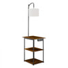 VEVOR Floor Lamp with Table, Narrow 3-Tier End Table with Open Shelves & 3 Color Temperature Lighting, Side Nightstand Bedside Desk with USB & Type C & AC Charging Port for Living Room, Bedroom, Dorm