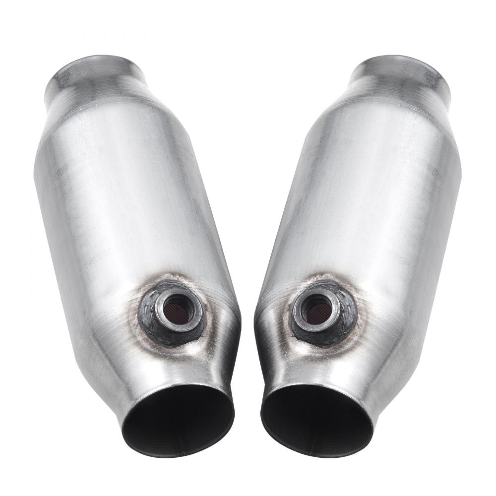 VEVOR Universal Catalytic Converter, 2.5 Inch Inlet/Outlet, 2 Pack High Flow Car Catalytic Converter with O2 Port, Direct Replacement, Stainless Steel Material, for Quick Exhaust Gas Purification