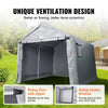 VEVOR Outdoor Storage Shed, 10 x 10 ft Portable Storage Tent with Roll-up Door, Waterproof Canopy Shed Shelter, Heavy Duty Frame, Patio Garage Carport for Motorcycle, Lawn Mower, Bike, Grey