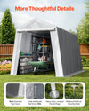 VEVOR Outdoor Storage Shed, 7 x 12 ft Portable Storage Tent with Roll-up Door, Waterproof Canopy Shed Shelter, Heavy Duty Frame, Patio Garage Carport for Motorcycle, Lawn Mower, Bike, Grey