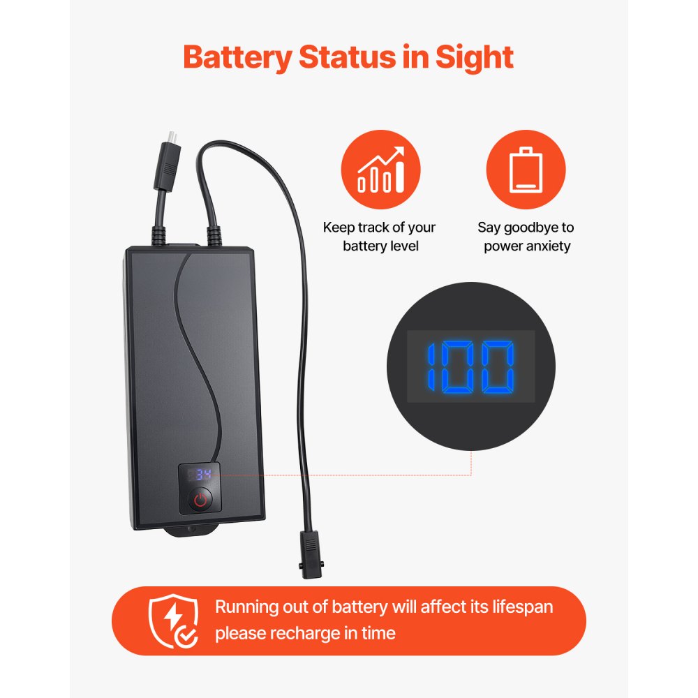 VEVOR Battery Pack for Reclining Furniture, 5000 mAh Rechargeable Recliner Battery Pack, with Universal 2-Pin Connection and LED Display Screen, for Electric Recliner, Sofa, Couch, and Lift Chair