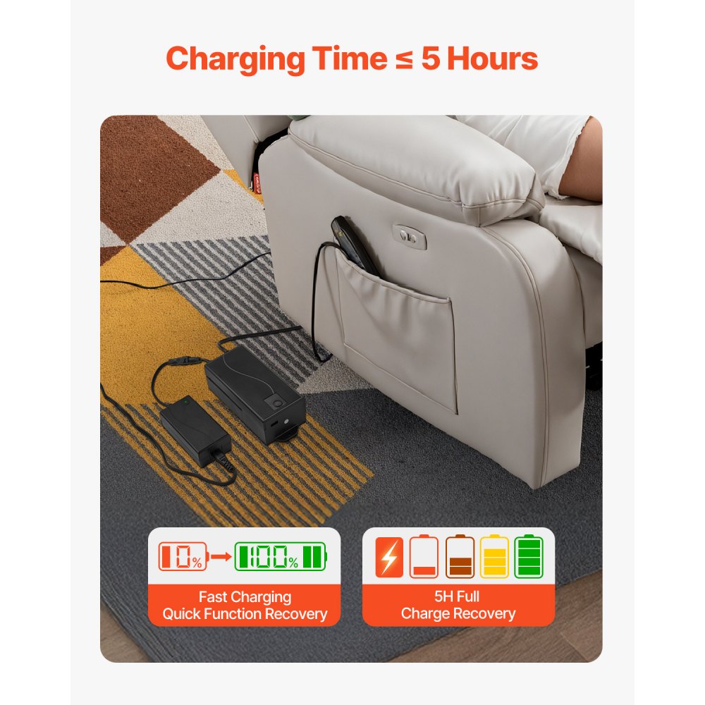 VEVOR Battery Pack for Reclining Furniture, 5000 mAh Rechargeable Recliner Battery Pack, with Universal 2-Pin Connection and LED Display Screen, for Electric Recliner, Sofa, Couch, and Lift Chair