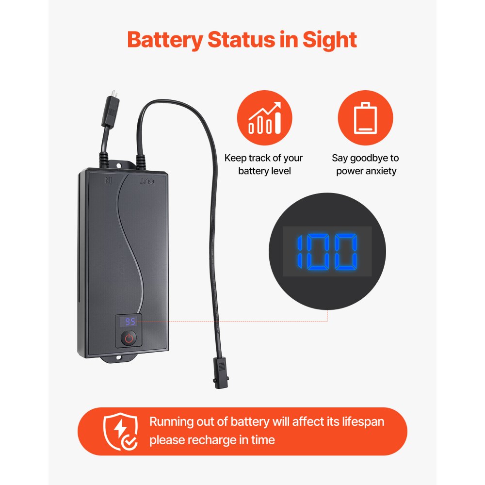 VEVOR Battery Pack for Reclining Furniture with Adapter, 2500 mAh Rechargeable Recliner Battery Pack with Universal 2-Pin Connector and LED Screen, for Electric Recliner, Sofa, Couch & Lift Chair