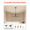 VEVOR 6-Light Chandelier, Black Farmhouse Chandelier, Adjustable Height, Dining Room Hanging Light Fixture for Ceilings, Modern Chandelier for Bedroom, Foyer, Hall, Kitchen, Living Room and Entryway