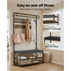 VEVOR Hall Tree, 72 in Coat Rack with Shoe Bench, 2-Tier Freestanding Shoe Rack Storage Organizer with Hooks, Hanging Rod and Wire Shelf, Steel Frame Entrance Coat Holder for Entry, Bedroom, Closet