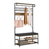 VEVOR Hall Tree, 72 in Coat Rack with Shoe Bench, 2-Tier Freestanding Shoe Rack Storage Organizer with Hooks, Hanging Rod and Wire Shelf, Steel Frame Entrance Coat Holder for Entry, Bedroom, Closet