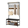 VEVOR Hall Tree, 72 in Coat Rack with Shoe Bench, 2-Tier Freestanding Shoe Rack Storage Organizer with Hooks, Hanging Rod and Wire Shelf, Steel Frame Entrance Coat Holder for Entry, Bedroom, Closet