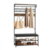 VEVOR Hall Tree, 72 in Coat Rack with Shoe Bench, 2-Tier Freestanding Shoe Rack Storage Organizer with Hooks, Hanging Rod and Wire Shelf, Steel Frame Entrance Coat Holder for Entry, Bedroom, Closet