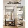 VEVOR Hall Tree, 72 in Coat Rack with Shoe Bench, Freestanding 2-Tier Shoe Rack Storage Organizer with Hooks, Hanging Rod and Wire Shelf, Steel Frame Entrance Coat Holder for Entry, Bedroom, Closet
