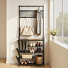 VEVOR Hall Tree, 70.9 in Coat Rack with Shoe Storage, Freestanding 4-Tier Shoe Rack Organizer with Hooks, Side Pocket and Wire Shelf, Steel Frame Entrance Coat Holder for Entryway, Bedroom, Closet