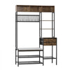 VEVOR Hall Tree, 70.9 in Coat Rack with Shoe Bench & 2 Drawers, 3-in-1 Freestanding Shoe Rack Storage Organizer with Bookshelf & Wire Shelf, Steel Frame Entrance Coat Holder for Entry, Bedroom, Closet