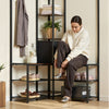 VEVOR Corner Hall Tree with Shoe Bench, 70.9 in Coat Rack with Hooks and Steel Frame, Freestanding Clothes Shoes Rack Storage Organizer with Anti-Tip Set, for Entrance, Closet, Office, Rustic Brown