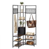 VEVOR Corner Hall Tree with Shoe Bench, 70.9 in Coat Rack with Hooks and Steel Frame, Freestanding Clothes Shoes Rack Storage Organizer with Anti-Tip Set, for Entrance, Closet, Office, Rustic Brown