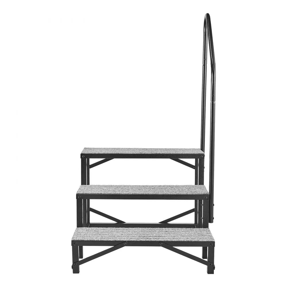 VEVOR RV Steps with Handrail, 3 Steps, 660 lbs Load Capacity, Heavy Duty Outdoor RV Stairs with Non-Slip Mat for Elderly and Pets, Portable Stairs for Hot Tub, Camper, Mobile Home, Porch, Pool, SPA