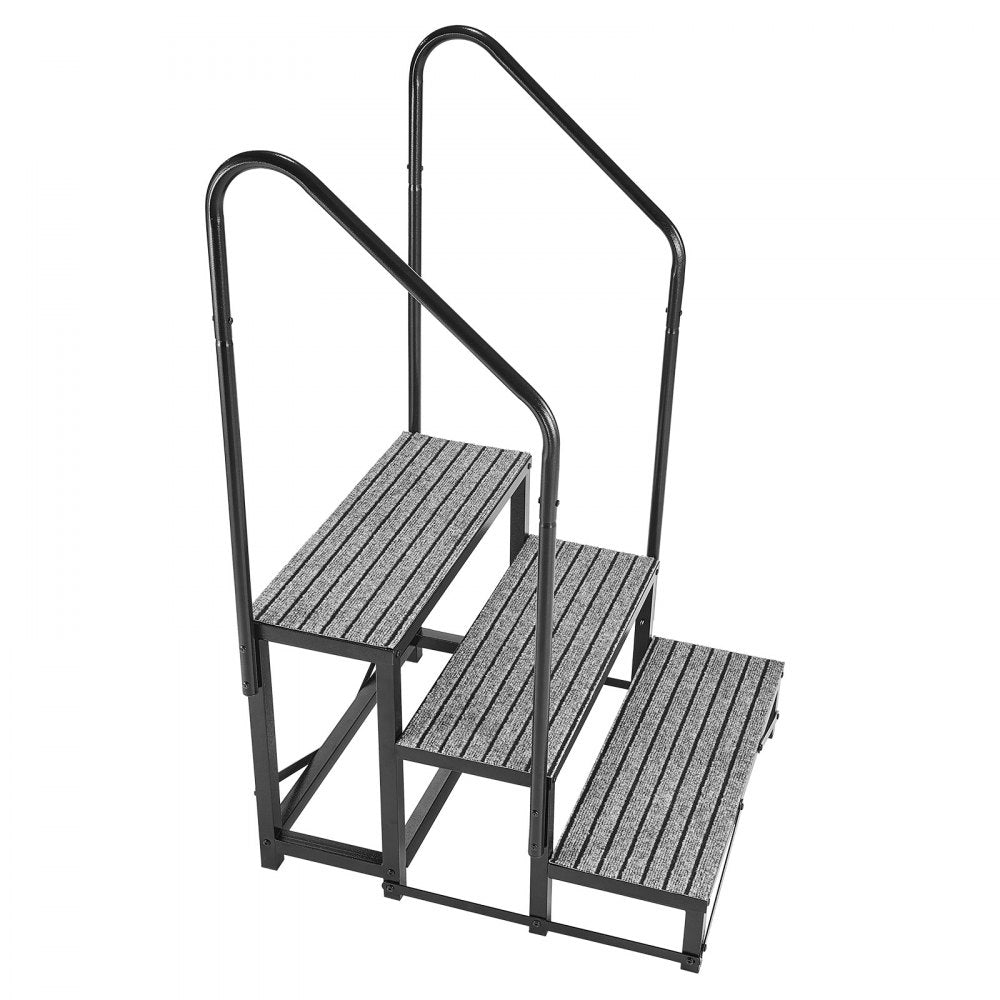 VEVOR RV Steps with Dual Handrails, 3 Steps, 660 lbs Load Capacity, Heavy Duty Outdoor RV Stairs with Non-Slip Mat for Elderly/Pets, Portable Stairs for Hot Tub, Camper, Mobile Home, Porch, Pool, SPA