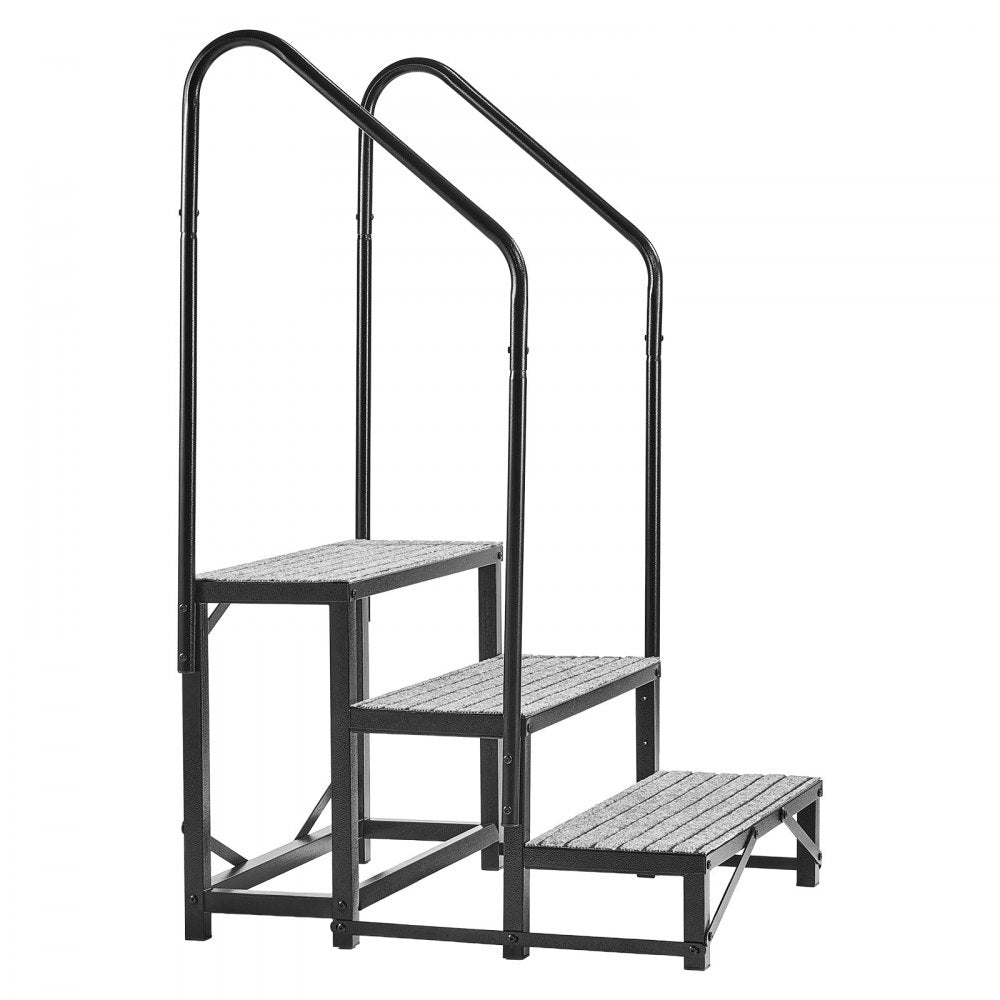 VEVOR RV Steps with Dual Handrails, 3 Steps, 660 lbs Load Capacity, Heavy Duty Outdoor RV Stairs with Non-Slip Mat for Elderly/Pets, Portable Stairs for Hot Tub, Camper, Mobile Home, Porch, Pool, SPA