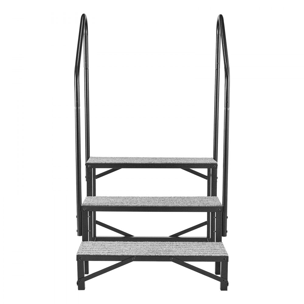 VEVOR RV Steps with Dual Handrails, 3 Steps, 660 lbs Load Capacity, Heavy Duty Outdoor RV Stairs with Non-Slip Mat for Elderly/Pets, Portable Stairs for Hot Tub, Camper, Mobile Home, Porch, Pool, SPA