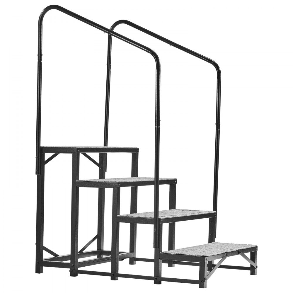 VEVOR RV Steps with Dual Handrails, 4 Steps, 660 lbs Load Capacity, Heavy Duty Outdoor RV Stairs with Non-Slip Mat for Elderly/Pets, Portable Stairs for Hot Tub, Camper, Mobile Home, Porch, Pool, SPA