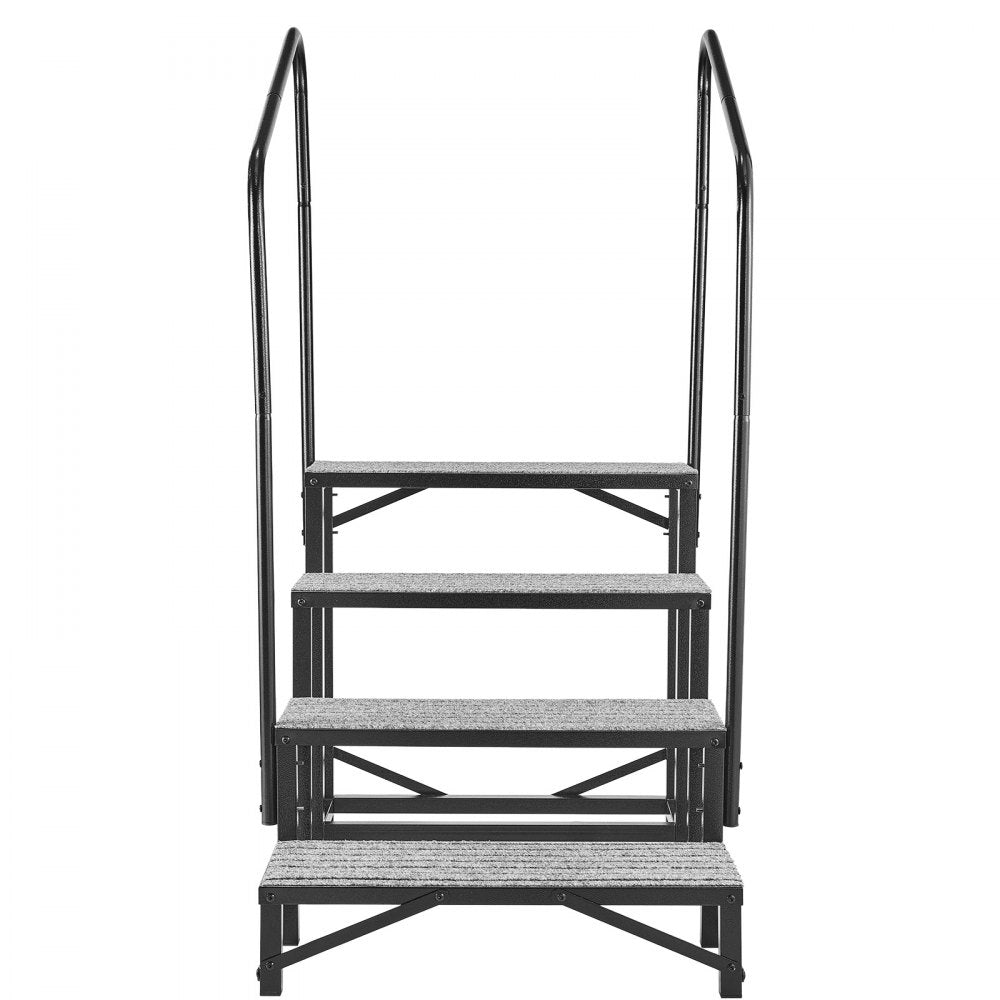 VEVOR RV Steps with Dual Handrails, 4 Steps, 660 lbs Load Capacity, Heavy Duty Outdoor RV Stairs with Non-Slip Mat for Elderly/Pets, Portable Stairs for Hot Tub, Camper, Mobile Home, Porch, Pool, SPA