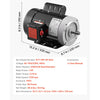 VEVOR 1 HP Electric Motor, 1725RPM Air Compressor Motor, CW/CCW Rotation, 5/8 inch Shaft Diameter, 1.88inch Shaft Length, 4.1N.m Torque, Single-Phase, TEFC Cooling, 115V/230V, 56 Frame