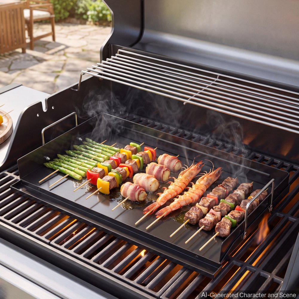 VEVOR Carbon Steel Griddle 24x16 inch Flat Top Pre-Seasoned Plate Handle, for BBQ Eggs Burger, Even Heat Distribution, Non-Stick Portable Rectangular Family Cookware for Outdoor Gas Grill/Stove, Oven