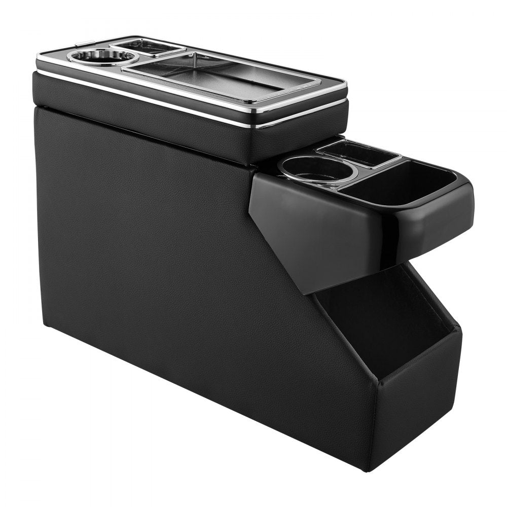 VEVOR Center Console Between Seat Floor Mount Console Storage Box, Central-Console Tools Organizer with Sliding Lid, Cups Holders & Multiple Storage Compartments for Trucks, Minivans, SUVs