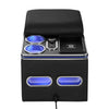 VEVOR Universal Rear Bench Seat Center Console with 7-Color Ambient Lights, Wireless/USB/Cigarette Lighter Charging, Back Seat Central Console Organizer with Cup & Phone Holders for MPV, Sedan, SUV