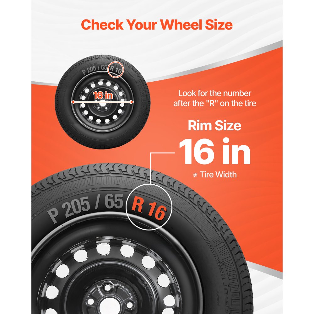 VEVOR Hubcaps Wheel Covers, 16 Inch Set of 4 Wheel Rim Cover Hubcaps OEM Replacement, R16 Size Snap On Car Hub Caps, Universal 20-Spoke ABS Tire Rim Caps for Hyundai Chevrolet Ford Honda, Gloss Black