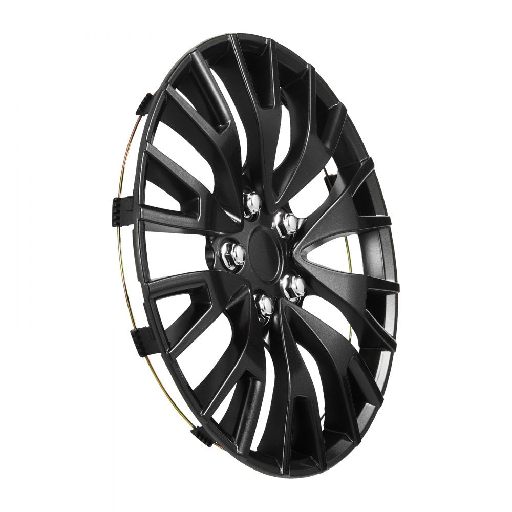 VEVOR Hubcaps Wheel Covers, 16 Inch Set of 4 Wheel Rim Cover Hubcaps OEM Replacement, R16 Size Snap On Car Hub Caps, Universal 20-Spoke ABS Tire Rim Caps for Hyundai Chevrolet Ford Honda, Gloss Black