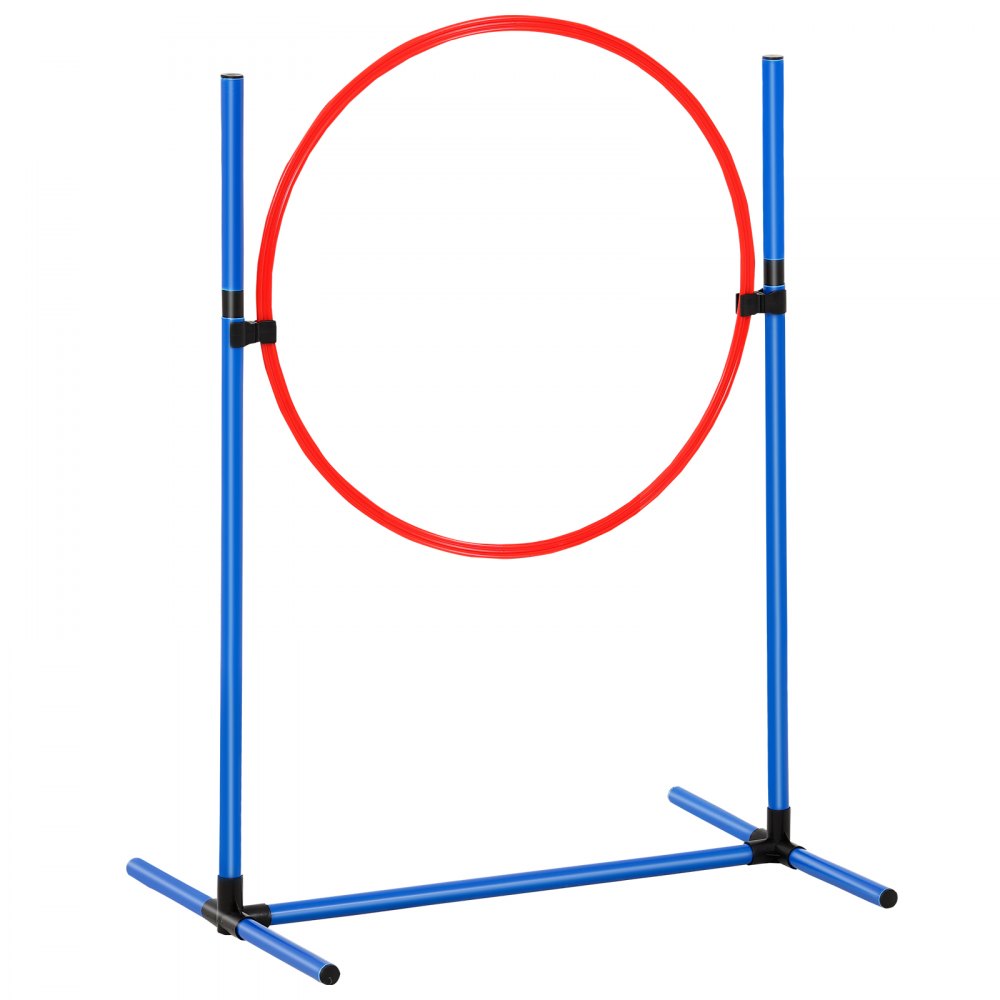 VEVOR Dog Agility Training Equipment, 7 PCS Set w/ Adjustable High Hurdles,6 Weave Poles,2 Tunnels,Jump Ring,Pause Box,Whistle,Foldable Bowl,Puppy Obstacle Course Kit w/ 3 Bags