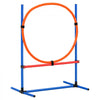VEVOR Dog Agility Training Equipment, 4 PCS Set with Adjustable High Hurdles,6 Weave Poles,Jump Ring,Square Pause Box,Whistle,Foldable Bowl, Puppy Obstacle Course Kit for Backyard, Indoor, Outdoor
