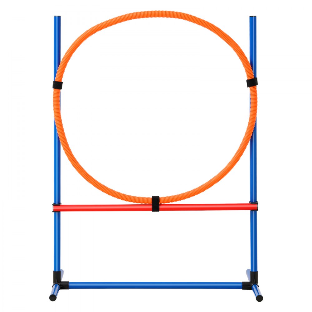VEVOR Dog Agility Training Equipment, 4 PCS Set with Adjustable High Hurdles,6 Weave Poles,Jump Ring,Square Pause Box,Whistle,Foldable Bowl, Puppy Obstacle Course Kit for Backyard, Indoor, Outdoor