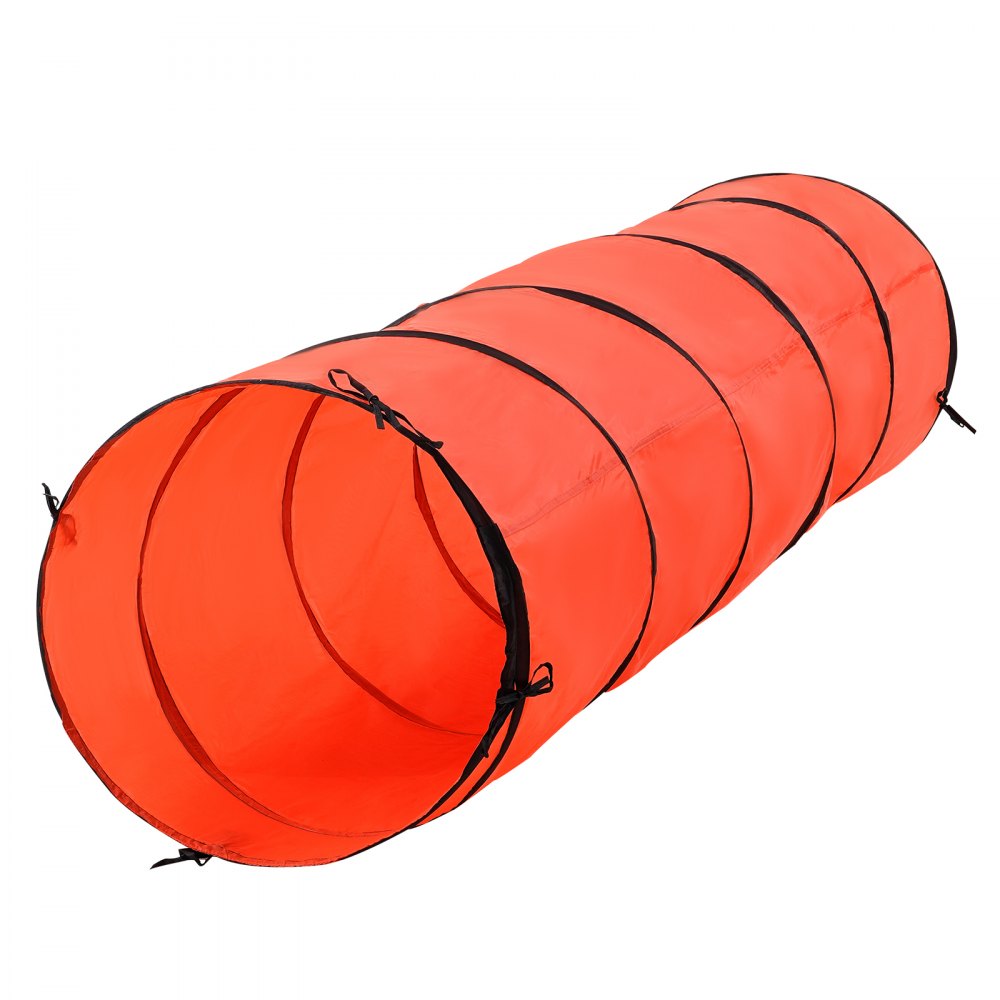 VEVOR Dog Agility Training Equipment, 5 PCS Set Upgrade with Adjustable High Hurdles,6 Weave Poles,Extended Tunnel,Jump Ring,Pause Box,Whistle,Foldable Bowl,Puppy Obstacle Course Kit with Storage Bag