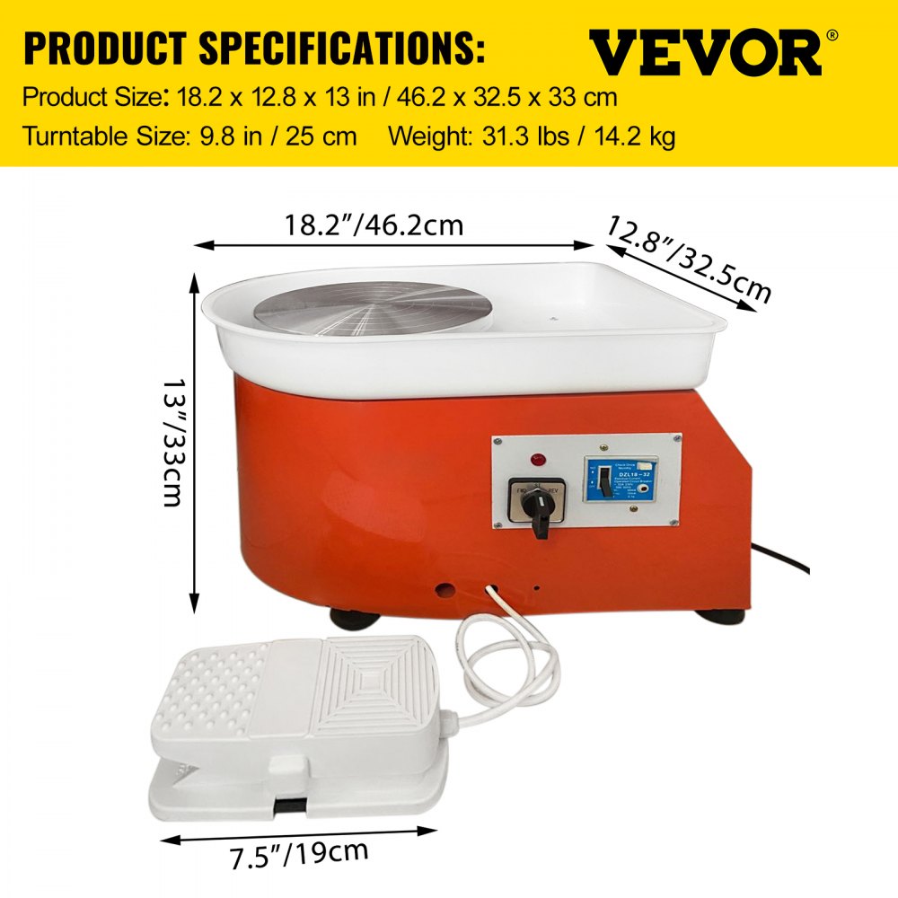 VEVOR 10in Pottery Wheel Forming Machine Ceramic Work DIY Clay