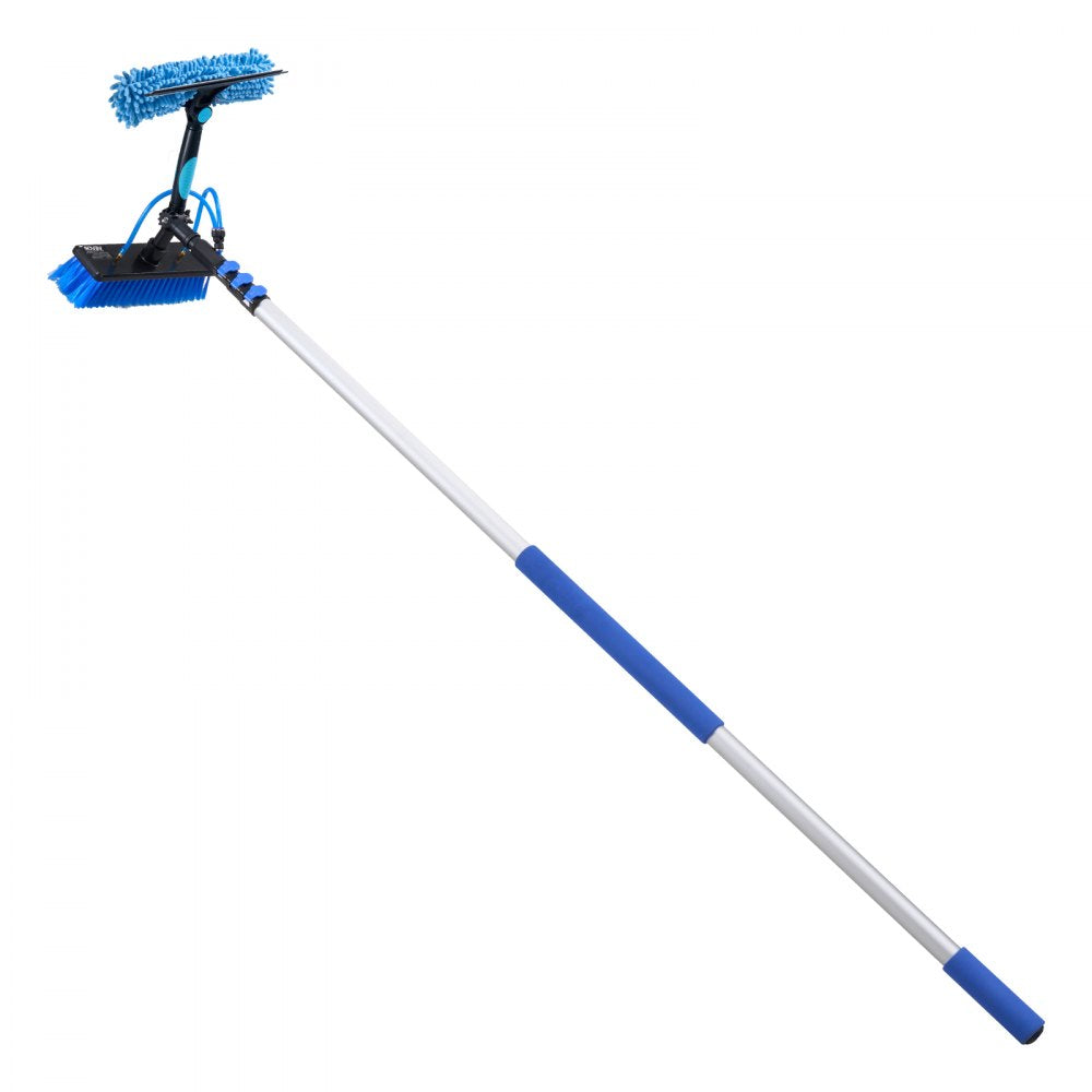 VEVOR Solar Panel Cleaning Kit, 20 ft, Water Fed Pole Kit with Cleaning Brush, Soap Dispenser, Extendable Aluminum Telescopic Pole, 180° Rotatable Brush Head, for Roof Mounted Solar Panels, Windows