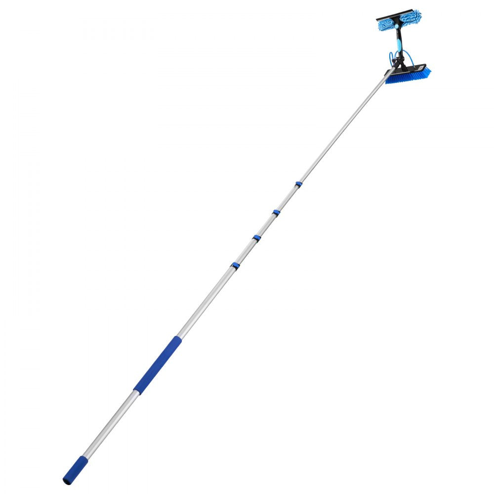 VEVOR Solar Panel Cleaning Kit, 24 ft, Water Fed Pole Kit with Cleaning Brush, Soap Dispenser, Extendable Aluminum Telescopic Pole, 180° Rotatable Brush Head, for Roof Mounted Solar Panels, Windows